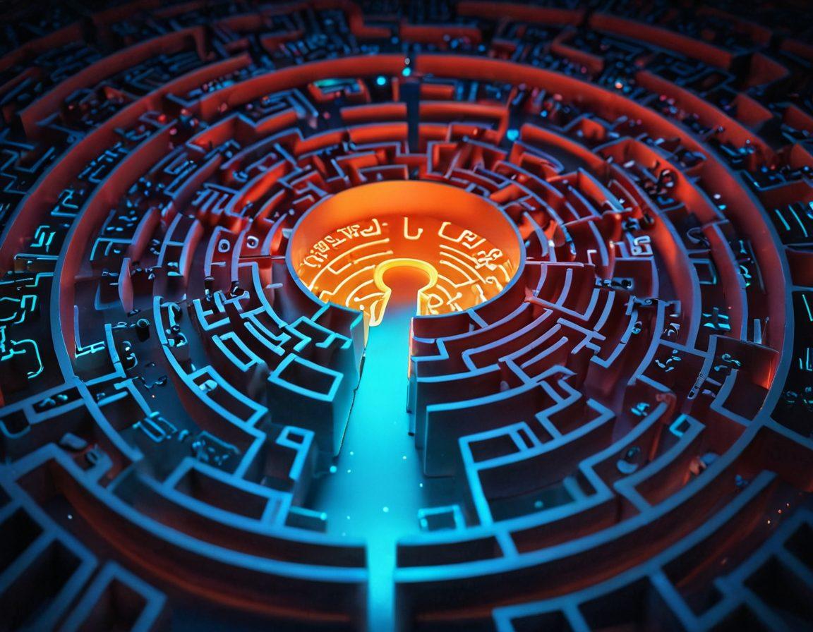 A key unlocking a glowing digital maze that symbolizes the online branding journey, with elements like websites, domains, and optimization tools integrated into the design. Bright colors radiate from the keyhole, creating a sense of wonder and opportunity. The background features abstract representations of successful brands and digital connections. super-realistic. vibrant colors. 3D.